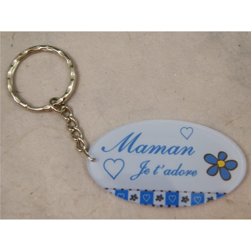 Gravure Events Porte Clef - Maman je t'adore (Cadeau Baptême, fête des mères, anniversaire, Noël …)