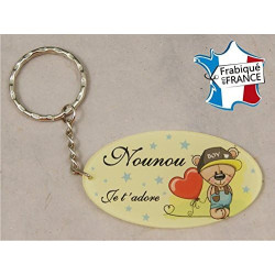 Porte Clef - Nounou je t'adore (Cadeau pour la fête des Nounous, Noël, Anniversaire, fin de contrat, fin d'année scolaire)