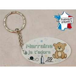 Porte Clef - Marraine je t'adore (Cadeau Parrain Marraine Baptême Communion Noël, annonce et demande Marraine)