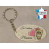 Porte Clef - Nounou je t'adore (Cadeau pour la fête des Nounous, Noël, Anniversaire, fin de contrat, fin d'année scolaire)