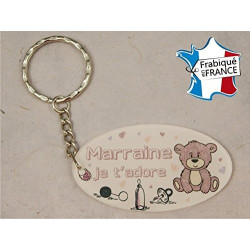 Porte Clef - Marraine je t'adore (Cadeau Parrain Marraine Baptême Communion Noël, annonce et demande Marraine)