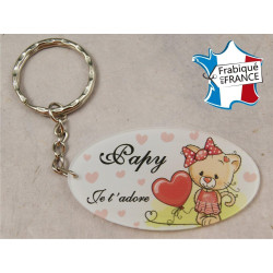 Porte Clef - Papy je t'adore (Cadeau fête des grands pères, anniversaire, noël pour papi, annonce de naissance ...)