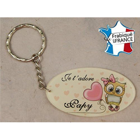 Porte Clef - Papy je t'adore (Cadeau fête des grands pères, anniversaire, noël pour papi, annonce de naissance ...)
