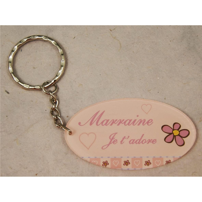 Gravure Events Porte Clef - Marraine je t'adore (Cadeau Parrain Marraine Baptême Communion Noël, annonce et demande Marraine)