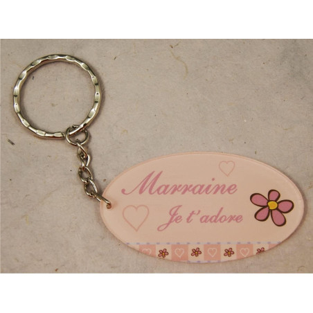 Gravure Events Porte Clef - Marraine je t'adore (Cadeau Parrain Marraine Baptême Communion Noël, annonce et demande Marraine)