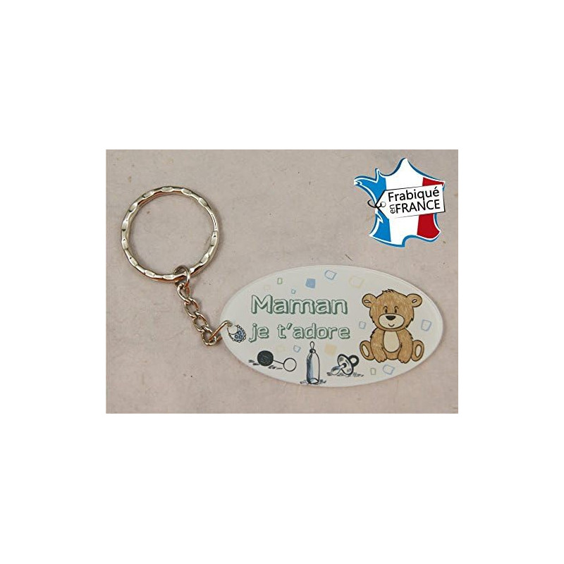 Porte Clef - Maman je t'adore (Cadeau Baptême, fête des mères, anniversaire, Noël …)