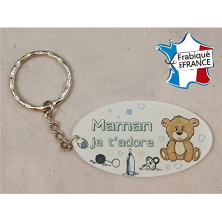 Porte Clef - Maman je t'adore (Cadeau Baptême, fête des mères, anniversaire, Noël …)