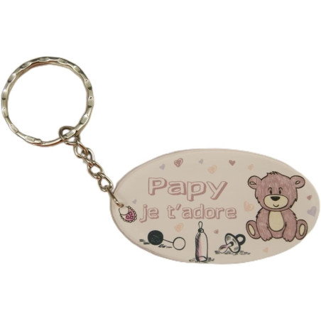 Porte Clef - Papy je t'adore (Cadeau fête des grands pères, anniversaire, noël pour papi, annonce de naissance ...)