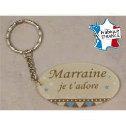 Porte Clef - Marraine je t'adore (Cadeau Parrain Marraine Baptême Communion Noël, annonce et demande Marraine)