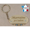 Porte Clef - Marraine je t'adore (Cadeau Parrain Marraine Baptême Communion Noël, annonce et demande Marraine)