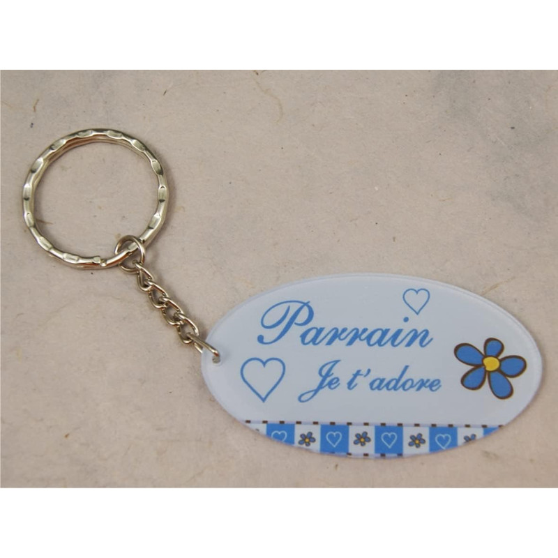Gravure Events Porte Clef - Parrain je t'adore (Cadeau Parrain Marraine Baptême Communion Noël, annonce et demande Parrain)