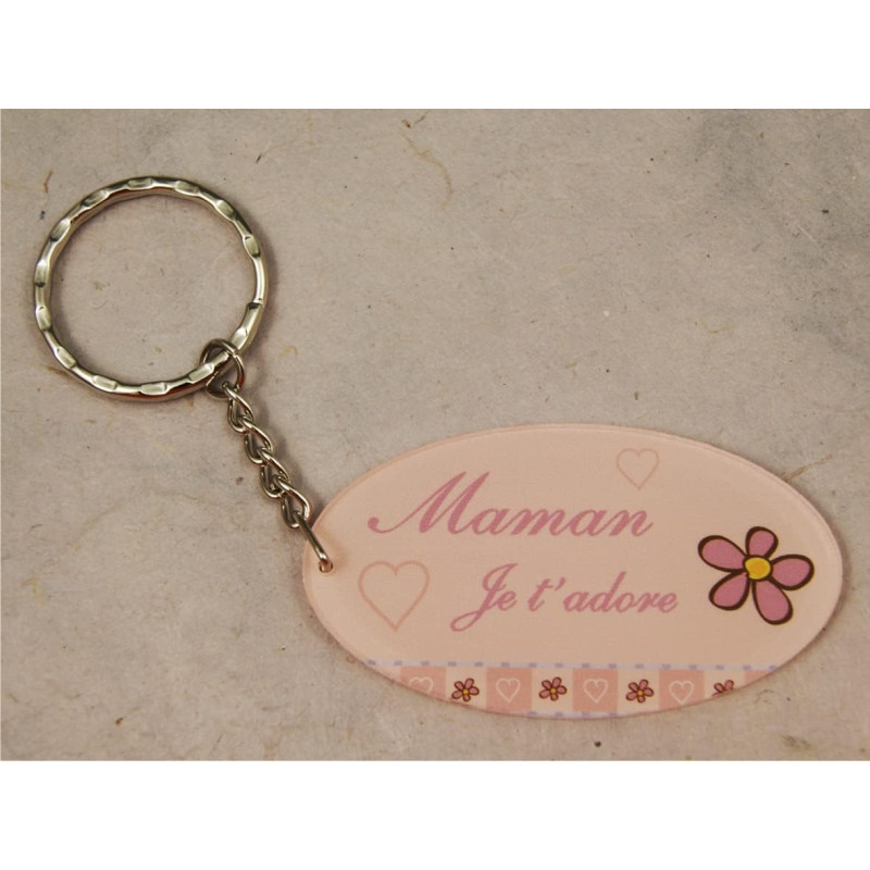 Gravure Events Porte Clef - Maman je t'adore (Cadeau Baptême, fête des mères, anniversaire, Noël …)