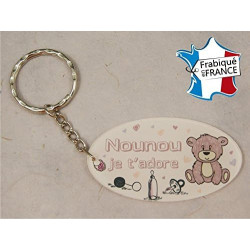 Porte Clef - Nounou je t'adore (Cadeau pour la fête des Nounous, Noël, Anniversaire, fin de contrat, fin d'année scolaire)
