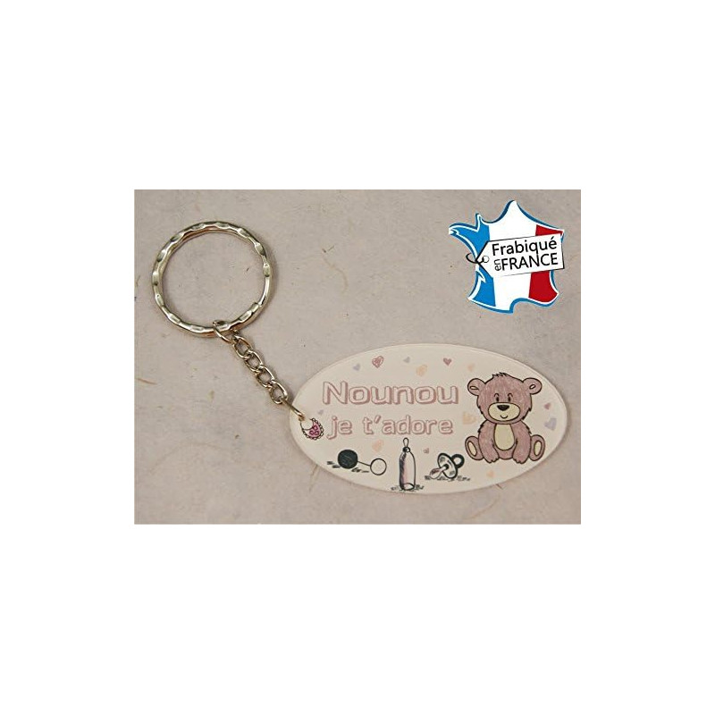 Porte Clef - Nounou je t'adore (Cadeau pour la fête des Nounous, Noël, Anniversaire, fin de contrat, fin d'année scolaire)