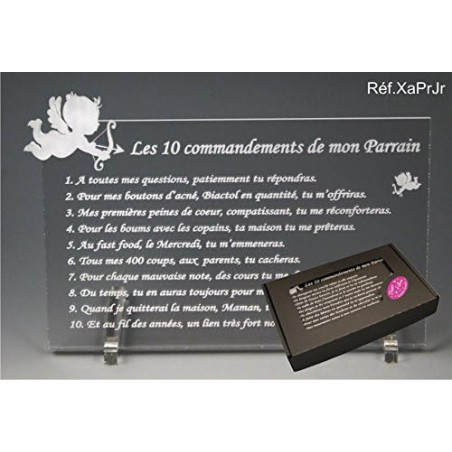 Les 10 commandements de PARRAIN - Ange texte Junior - Cadeau Baptême & Communion
