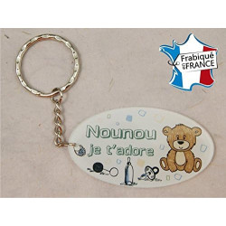 Porte Clef - Nounou je t'adore (Cadeau pour la fête des Nounous, Noël, Anniversaire, fin de contrat, fin d'année scolaire)
