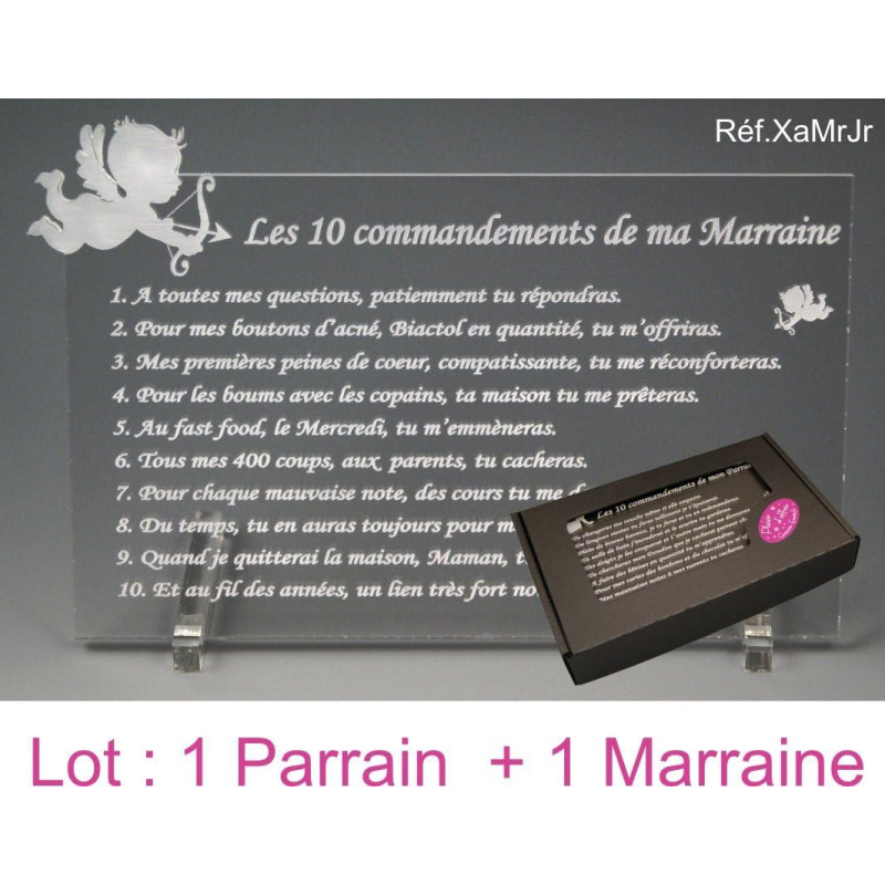 10 commandements de PARRAIN et MARRAINE - Ange texte JUNIOR - Baptême & Communion
