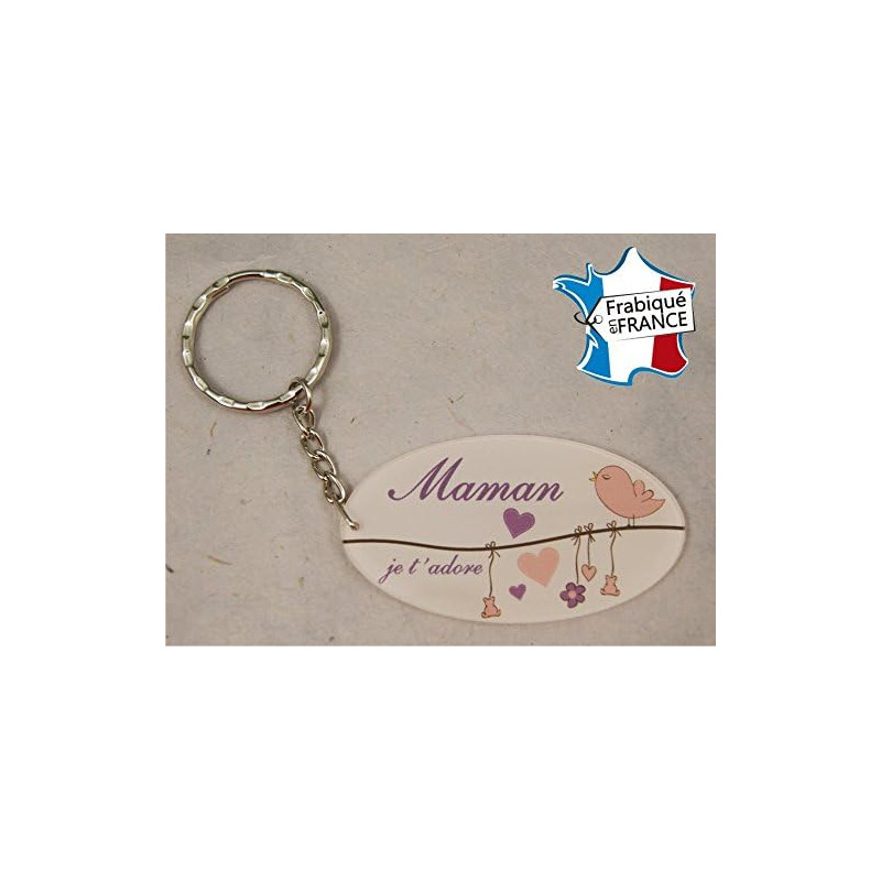 Porte Clef - Maman je t'adore (Cadeau Baptême, fête des mères, anniversaire, Noël …)