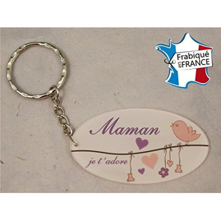 Porte Clef - Maman je t'adore (Cadeau Baptême, fête des mères, anniversaire, Noël …)