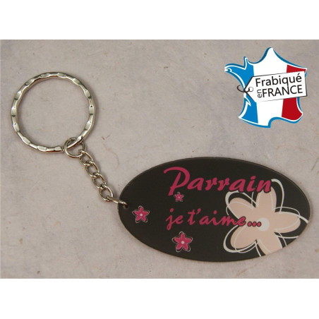 Porte Clef - Parrain je t'adore (Cadeau Parrain Marraine Baptême Communion Noël, annonce et demande Parrain)