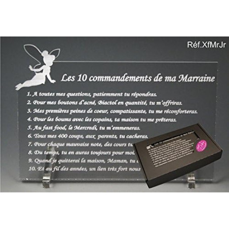 Les 10 commandements de MARRAINE - Fée texte Junior - Cadeau Baptême & Communion