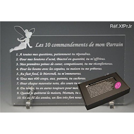 Les 10 commandements de PARRAIN - Fée texte Junior - Cadeau Baptême & Communion