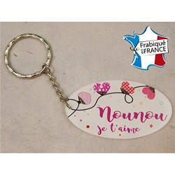 Porte Clef - Nounou je t'aime (Cadeau pour la fête des Nounous, Noël, Anniversaire, fin de contrat, fin d'année scolaire)