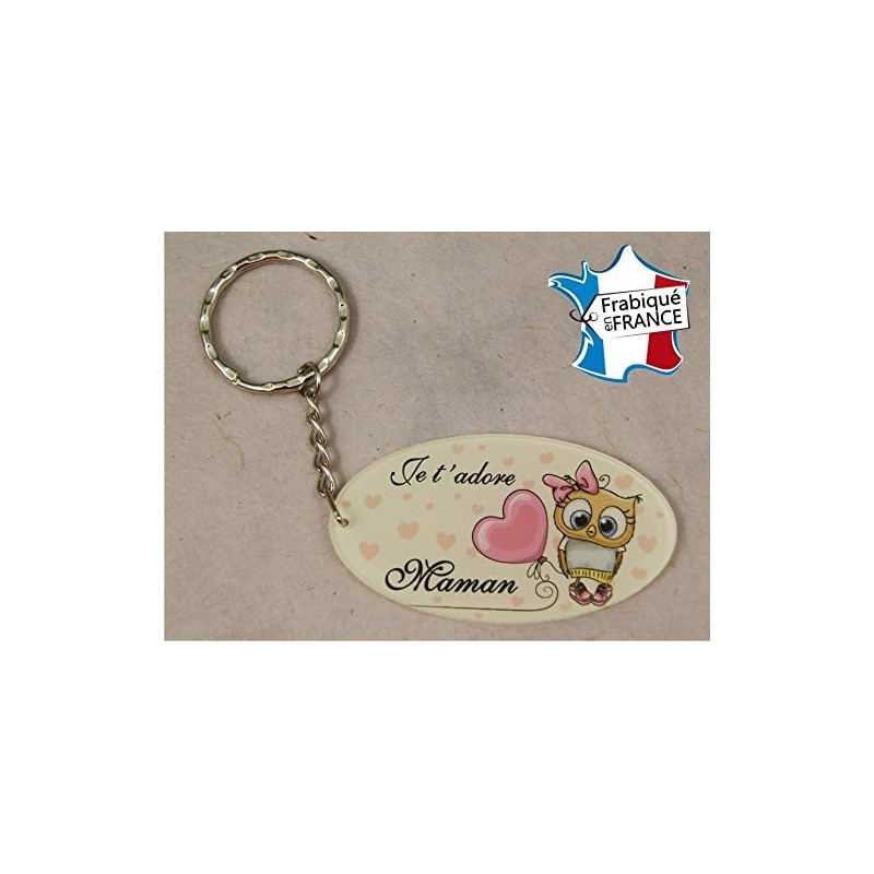 Porte Clef - Maman je t'adore (Cadeau Baptême, fête des mères, anniversaire, Noël …)