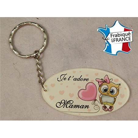 Porte Clef - Maman je t'adore (Cadeau Baptême, fête des mères, anniversaire, Noël …)