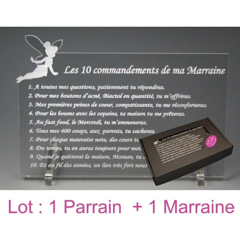 10 commandements de PARRAIN et MARRAINE - Fée texte JUNIOR - Baptême & Communion