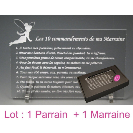 10 commandements de PARRAIN et MARRAINE - Fée texte JUNIOR - Baptême & Communion