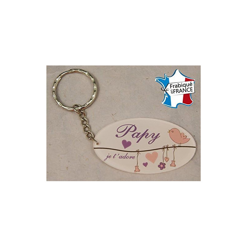 Porte Clef - Papy je t'adore (Cadeau fête des grands pères, anniversaire, noël pour papi, annonce de naissance ...)