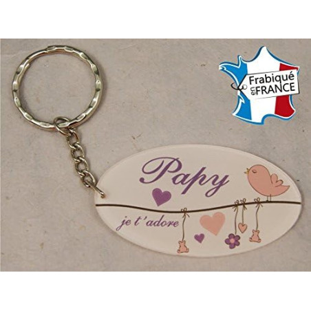 Porte Clef - Papy je t'adore (Cadeau fête des grands pères, anniversaire, noël pour papi, annonce de naissance ...)