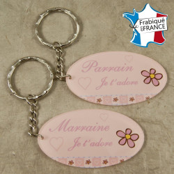 Lot 2 Portes Clefs - 1 Parrain + 1 Marraine (Cadeau Parrain Marraine Baptême Communion Noël, annonce et demande Parrain