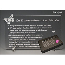 Les 10 commandements de MARRAINE - Papillon texte Loin de moi - Cadeau Baptême & Communion