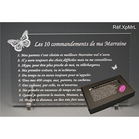 Les 10 commandements de MARRAINE - Papillon texte Loin de moi - Cadeau Baptême & Communion