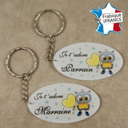 Lot 2 Portes Clefs - 1 Parrain + 1 Marraine (Cadeau Parrain Marraine Baptême Communion Noël, annonce et demande Parrain