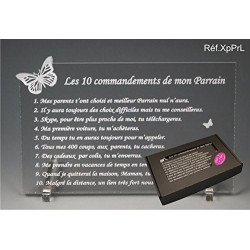 Les 10 commandements de PARRAIN - Papillon texte Loin de moi - Cadeau Baptême & Communion
