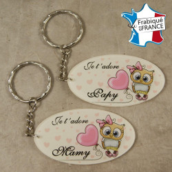 Lot 2 Portes Clefs - 1 Papy + 1 Mamy (Cadeau anniversaire, noël pour papi et mamie, fête des grands pères grands mères …)