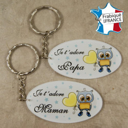 Lot 2 Portes Clefs - 1 Papa + 1 Maman (Cadeau Baptême, fête des mères, fête des pères, anniversaire, Noël …)