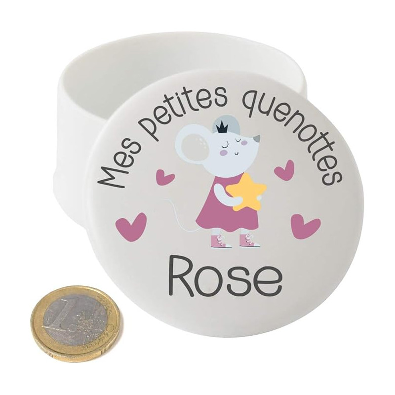 Grande Boîte à Dents de Lait en Porcelaine – Personnalisée avec le Prénom de l'Enfant + Texte Personnalisable – Petite Souris