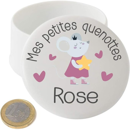 Grande Boîte à Dents de Lait en Porcelaine – Personnalisée avec le Prénom de l'Enfant + Texte Personnalisable – Petite Souris