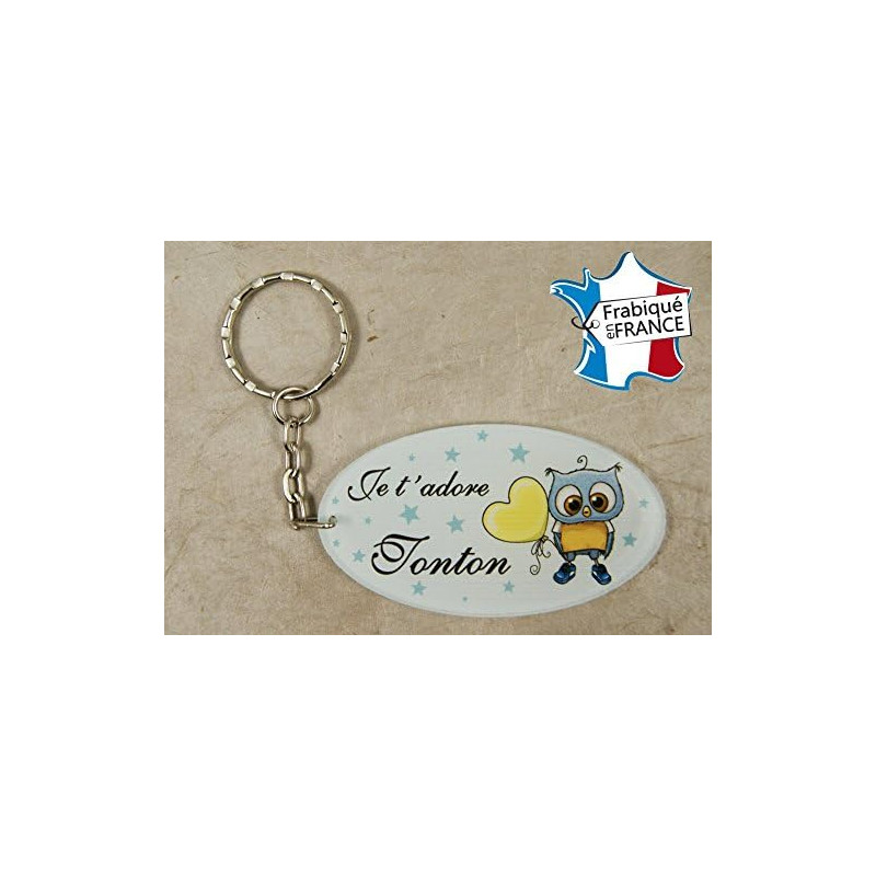 Porte Clef - Tonton je t'adore (Cadeau anniversaire, noël, annonce de naissance ...)