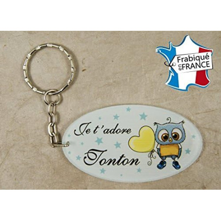 Porte Clef - Tonton je t'adore (Cadeau anniversaire, noël, annonce de naissance ...)
