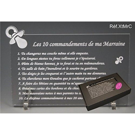 Les 10 commandements de MARRAINE - Tototte texte Comique - Cadeau Baptême & Communion