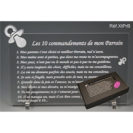 Les 10 commandements de PARRAIN - Tototte texte Baby - Cadeau Baptême & Communion