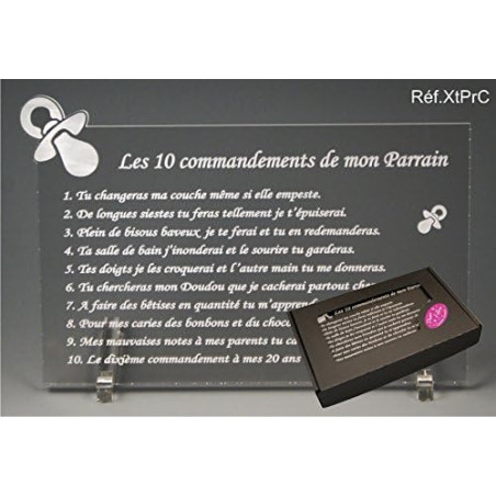 Les 10 commandements de PARRAIN - Tototte texte Comique - Cadeau Baptême & Communion