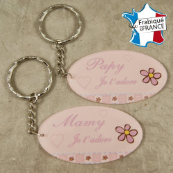Lot 2 Portes Clefs - 1 Papy + 1 Mamy (Cadeau anniversaire, noël pour papi et mamie, fête des grands pères grands mères …)