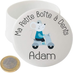 Grande Boîte à Dents de Lait en Porcelaine – Personnalisée avec le Prénom de l'Enfant + Texte Personnalisable – Petite Souris
