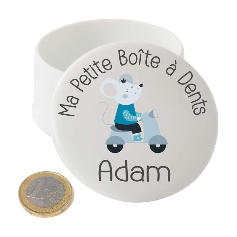 Grande Boîte à Dents de Lait en Porcelaine – Personnalisée avec le Prénom de l'Enfant + Texte Personnalisable – Petite Souris